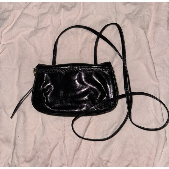 Hobo Brand black upside down zipper crossbody with braided flap‎ - Picture 1 of 10